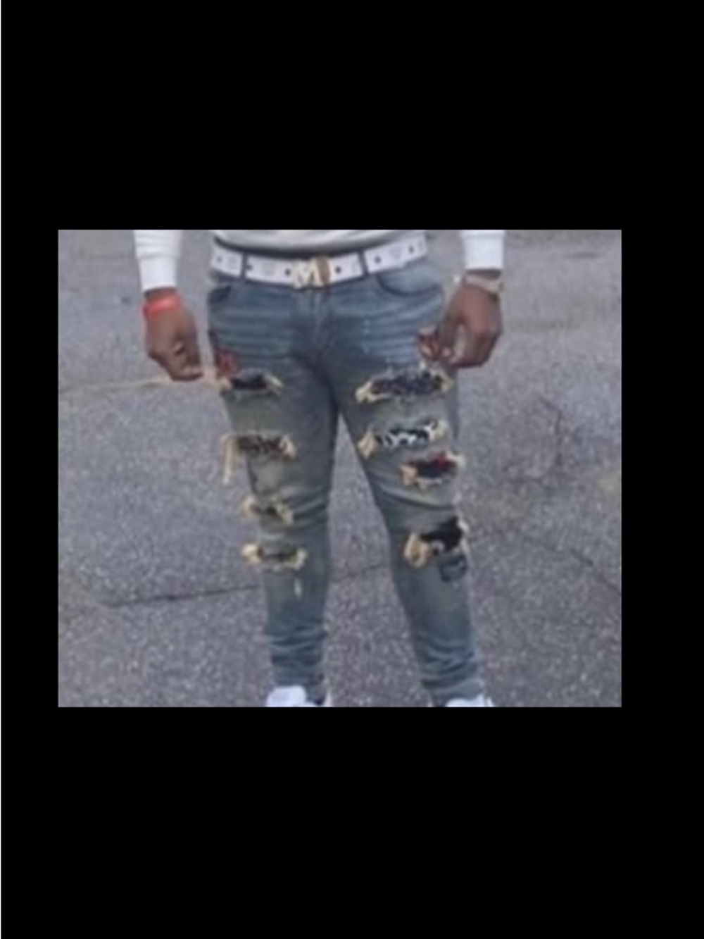 AMIRI Distressed Skinny Jeans with Patchwork - Gray